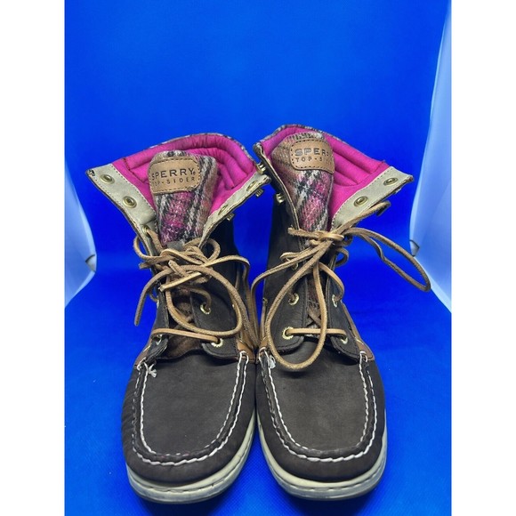 SPERRY-TOP SIDER Women's Hikerfish Boots Brown/Wool Pink Plaid Sz 7.5 M - Picture 2 of 9